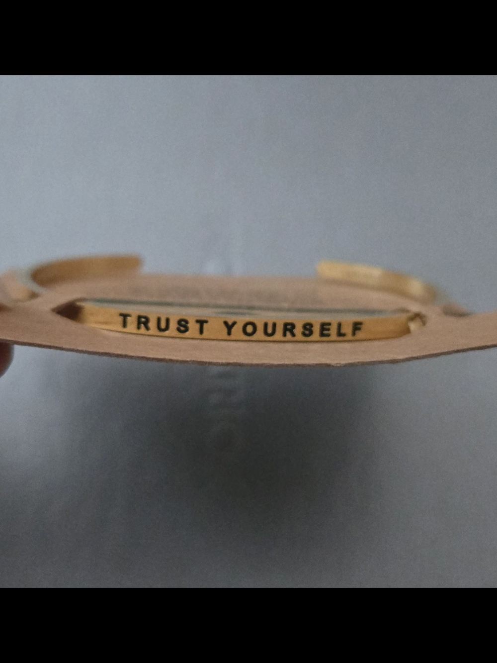Gold 'Trust Yourself' Engraved Cuff Bracelet